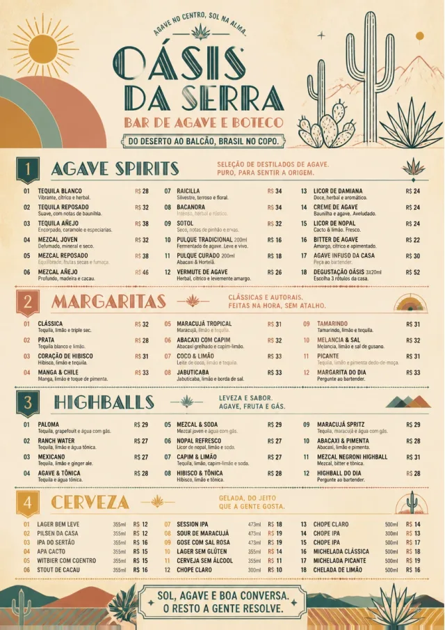 Desert Agave Bar drink-menu menu template preview