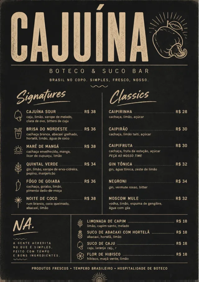Mono Bar Minimal drink-menu menu template preview