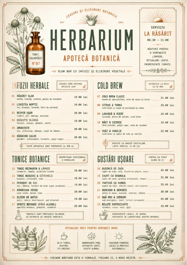 Botanical Apothecary drink-menu menu template preview