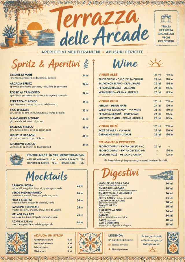 Mediterranean Terrace drink-menu menu template preview