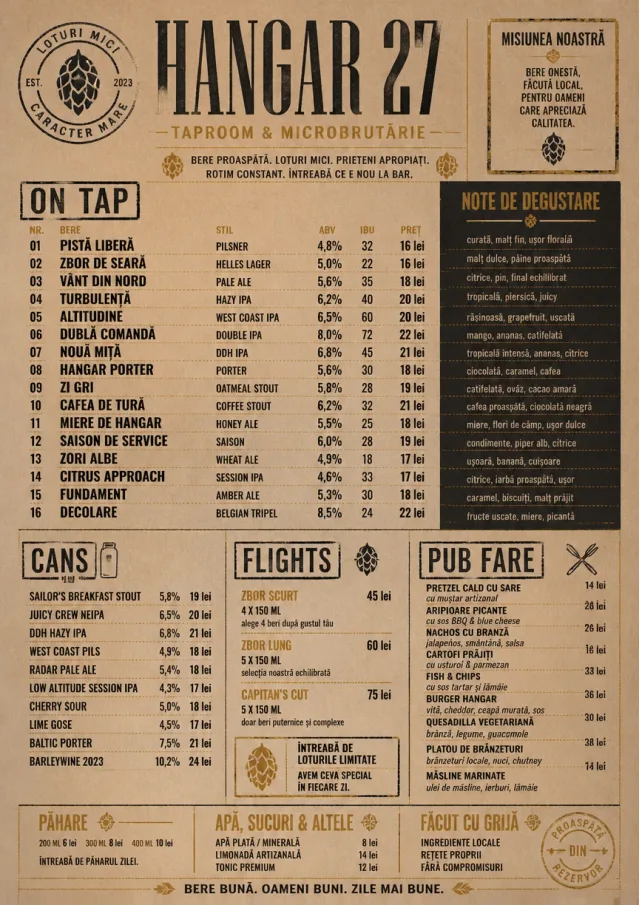 Craft Brewery Taproom drink-menu menu template preview