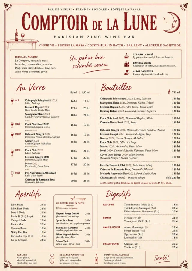 Parisian Zinc Wine Bar drink-menu menu template preview