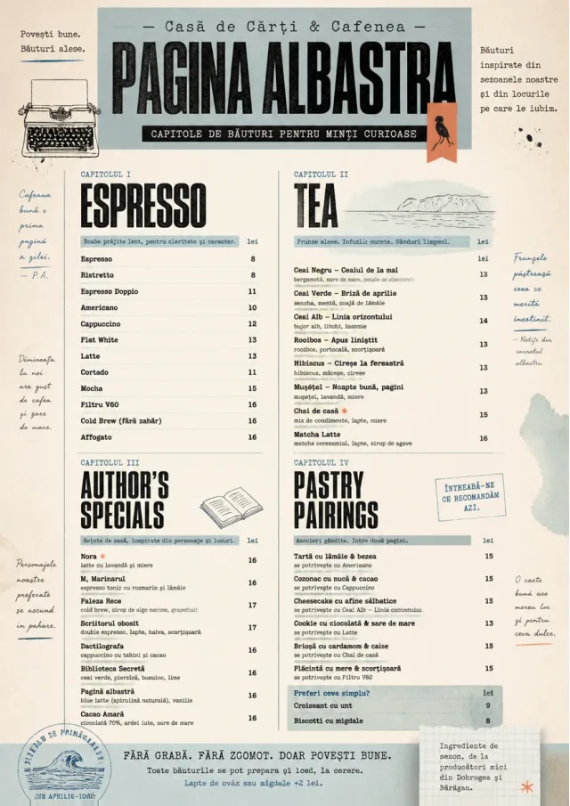 Literary Coffee House drink-menu menu template preview