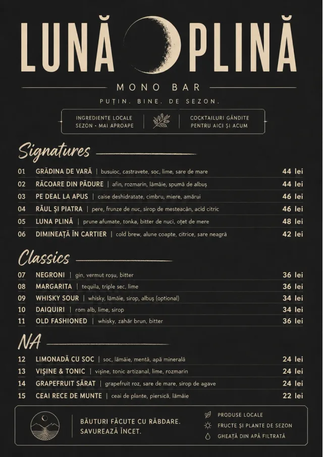 Mono Bar Minimal drink-menu menu template preview