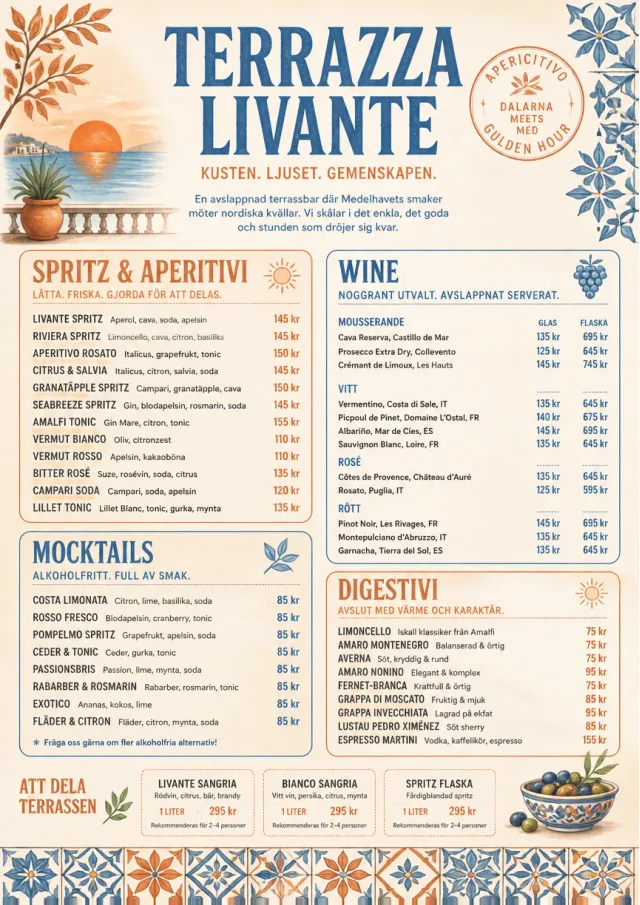 Mediterranean Terrace drink-menu menu template preview