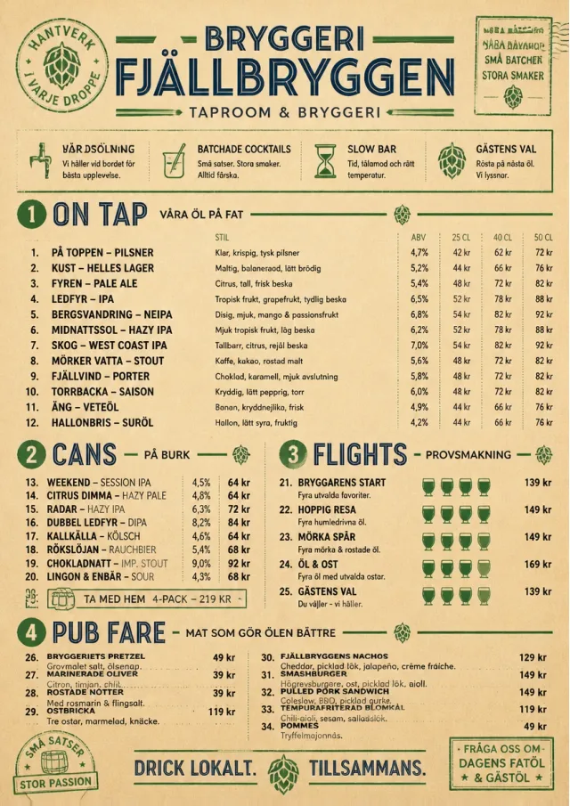 Craft Brewery Taproom drink-menu menu template preview