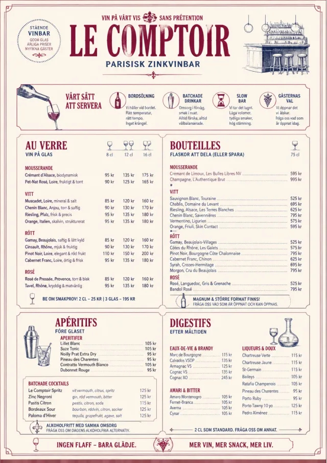 Parisian Zinc Wine Bar drink-menu menu template preview