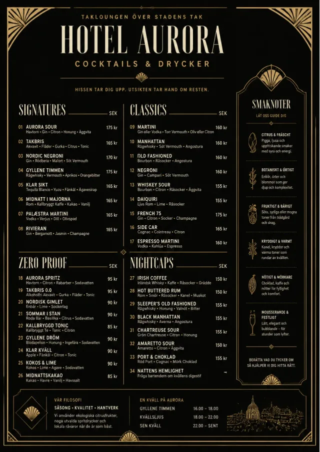 Art Deco Lounge drink-menu menu template preview
