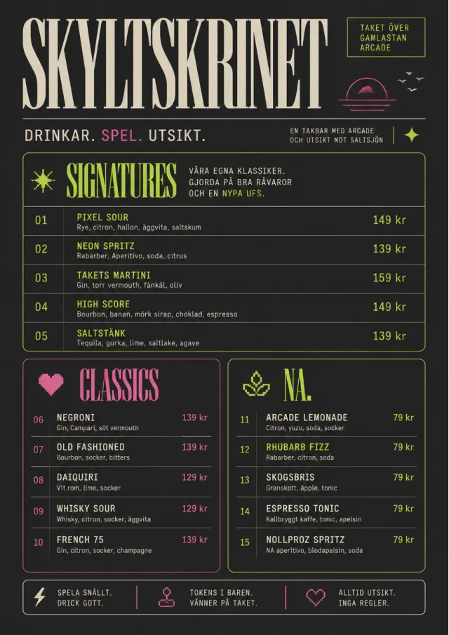 Mono Bar Minimal drink-menu menu template preview