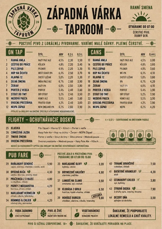 Craft Brewery Taproom drink-menu menu template preview