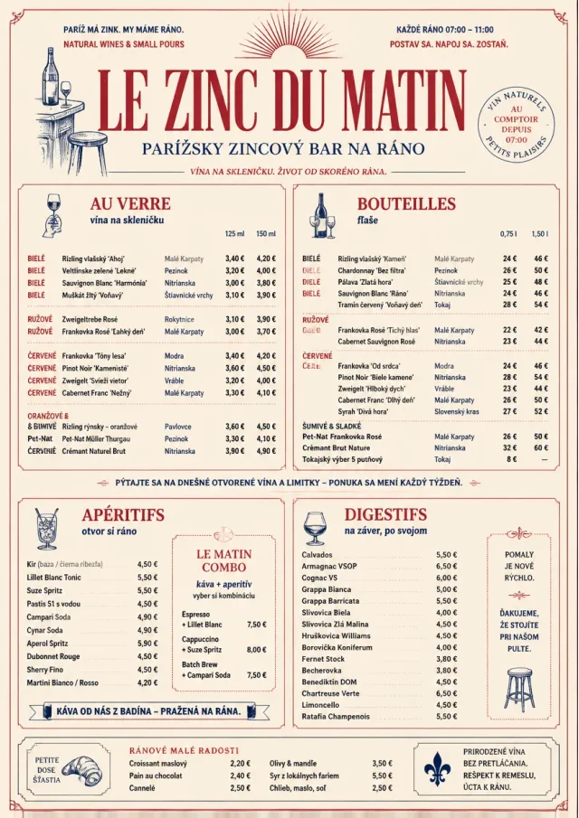 Parisian Zinc Wine Bar drink-menu menu template preview