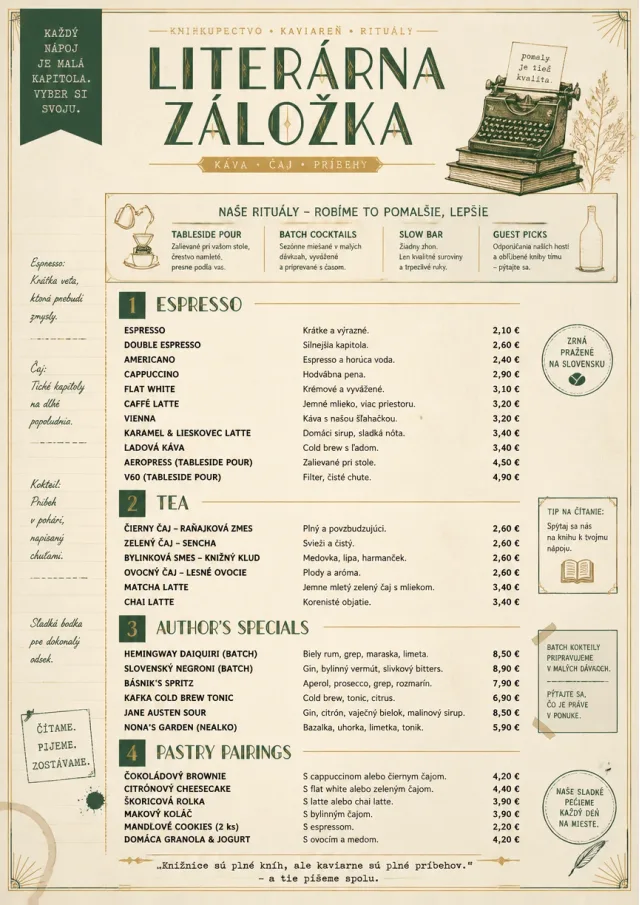 Literary Coffee House drink-menu menu template preview