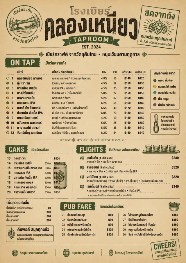 Craft Brewery Taproom drink-menu menu template preview