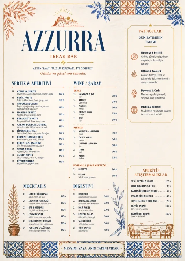 Mediterranean Terrace drink-menu menu template preview