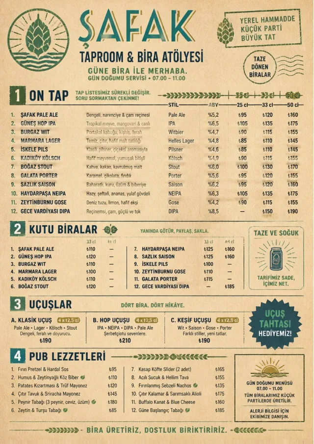 Craft Brewery Taproom drink-menu menu template preview