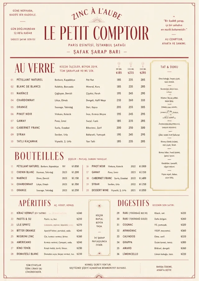 Parisian Zinc Wine Bar drink-menu menu template preview