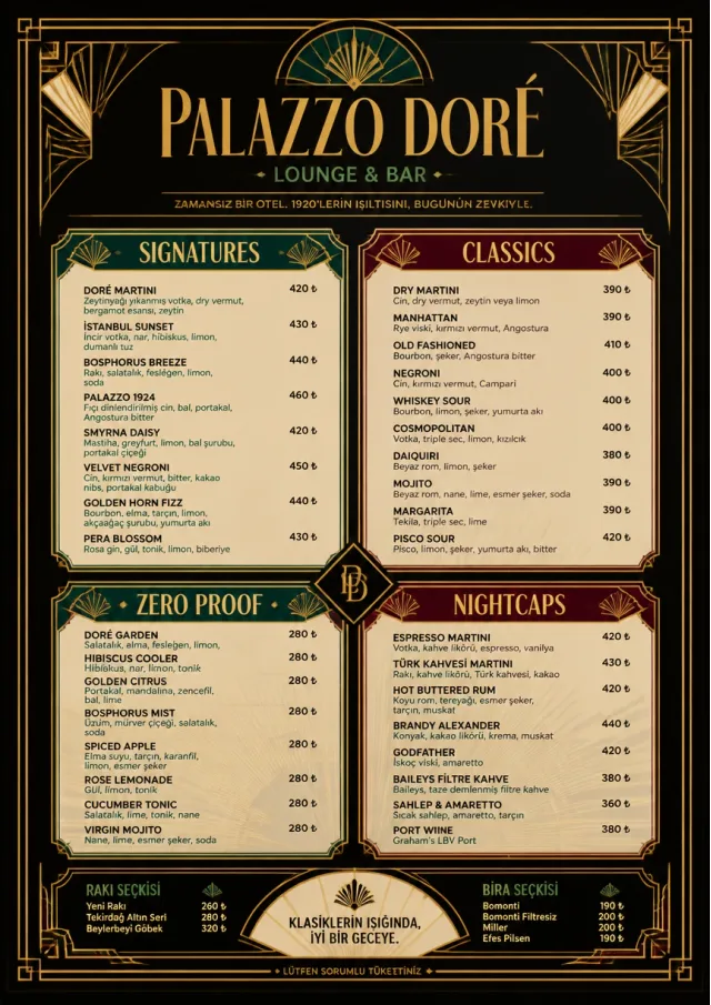 Art Deco Lounge drink-menu menu template preview