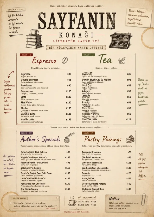 Literary Coffee House drink-menu menu template preview