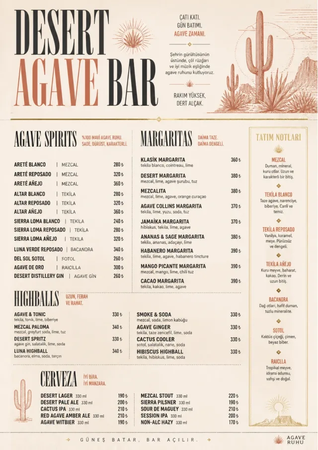 Desert Agave Bar drink-menu menu template preview