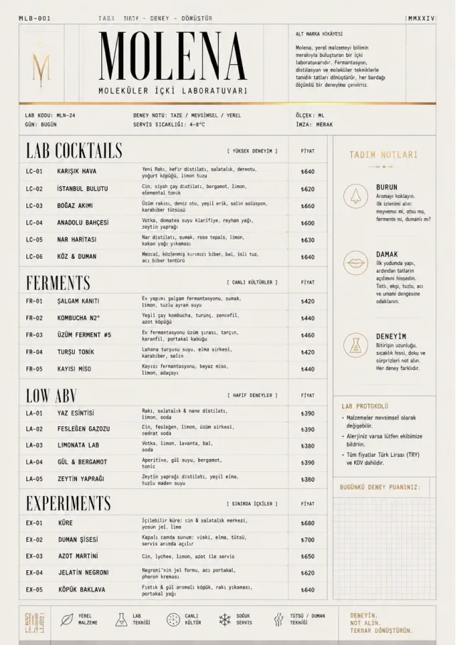 Molecular Lab drink-menu menu template preview