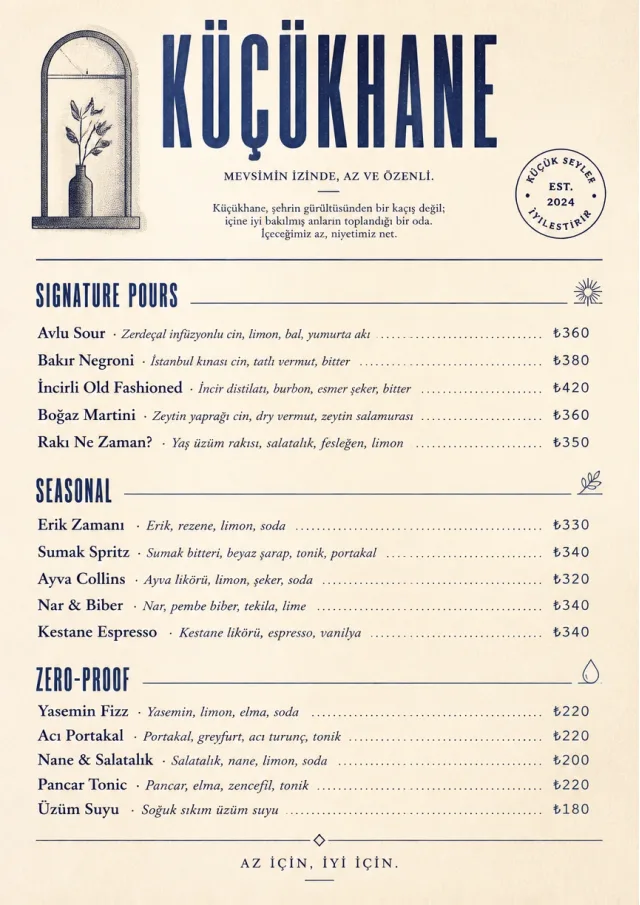 Boutique Pour Card drink-menu menu template preview
