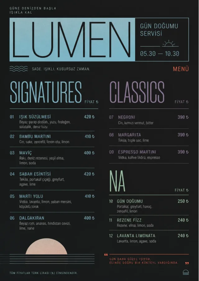 Mono Bar Minimal drink-menu menu template preview