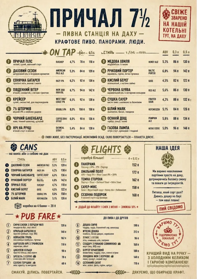 Craft Brewery Taproom drink-menu menu template preview