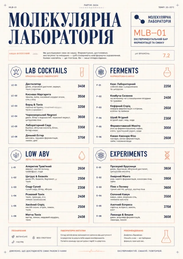 Molecular Lab drink-menu menu template preview