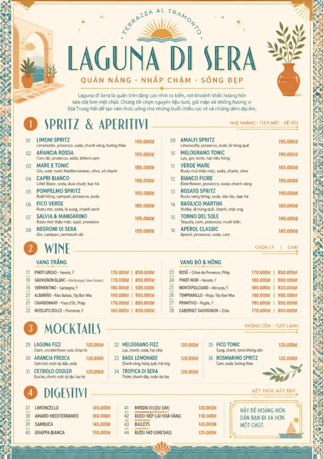 Mediterranean Terrace drink-menu menu template preview