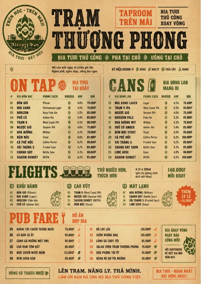 Craft Brewery Taproom drink-menu menu template preview