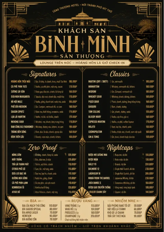 Art Deco Lounge drink-menu menu template preview