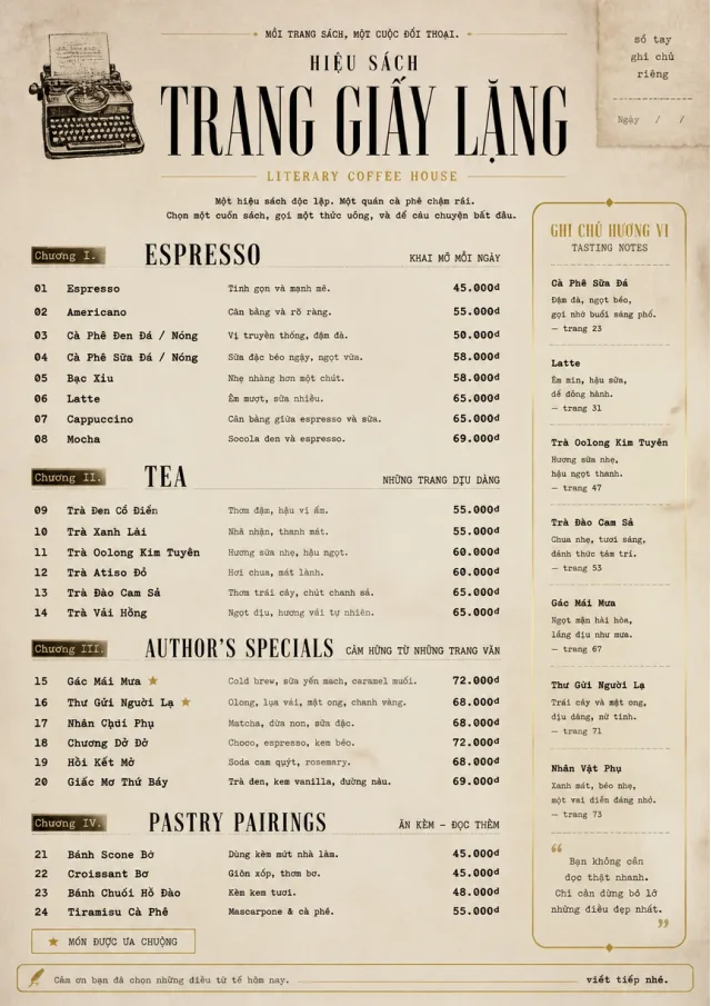 Literary Coffee House drink-menu menu template preview