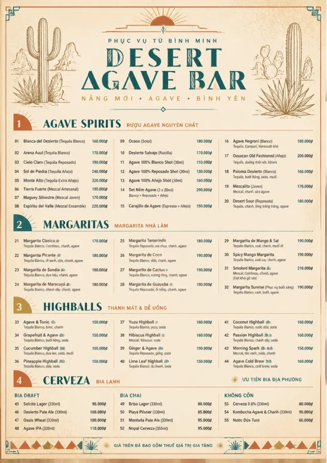 Desert Agave Bar drink-menu menu template preview