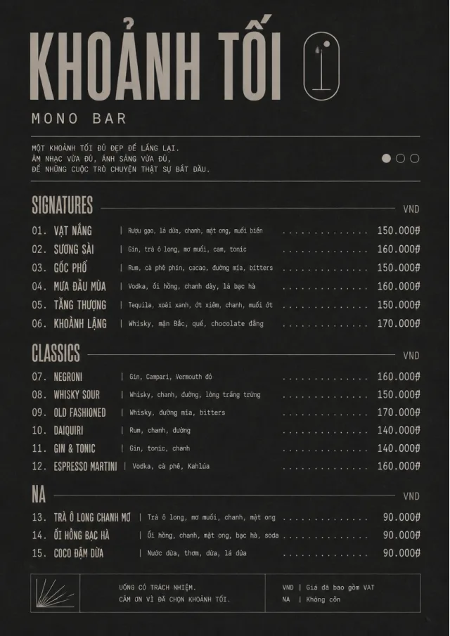 Mono Bar Minimal drink-menu menu template preview