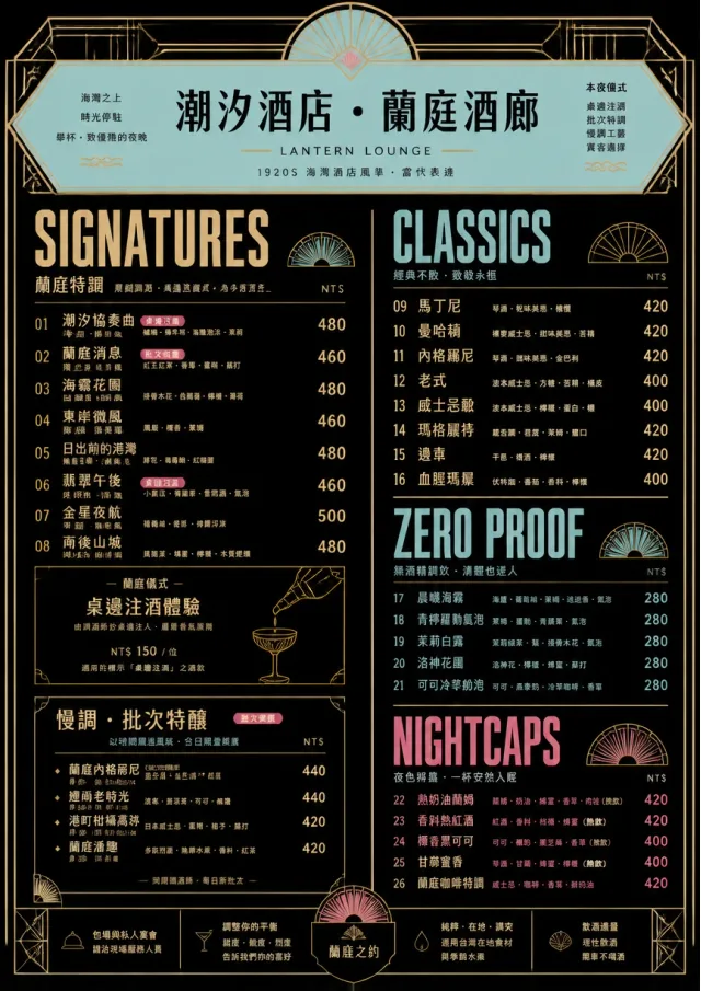 Art Deco Lounge drink-menu menu template preview