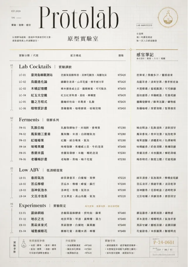 Molecular Lab drink-menu menu template preview
