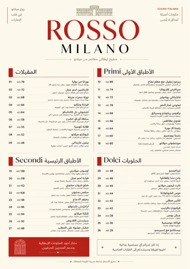 Milanese Modern fancy-menu menu template preview