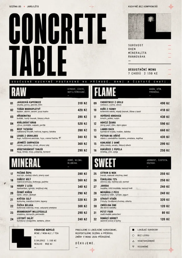 Monochrome Brutalism fancy-menu menu template preview