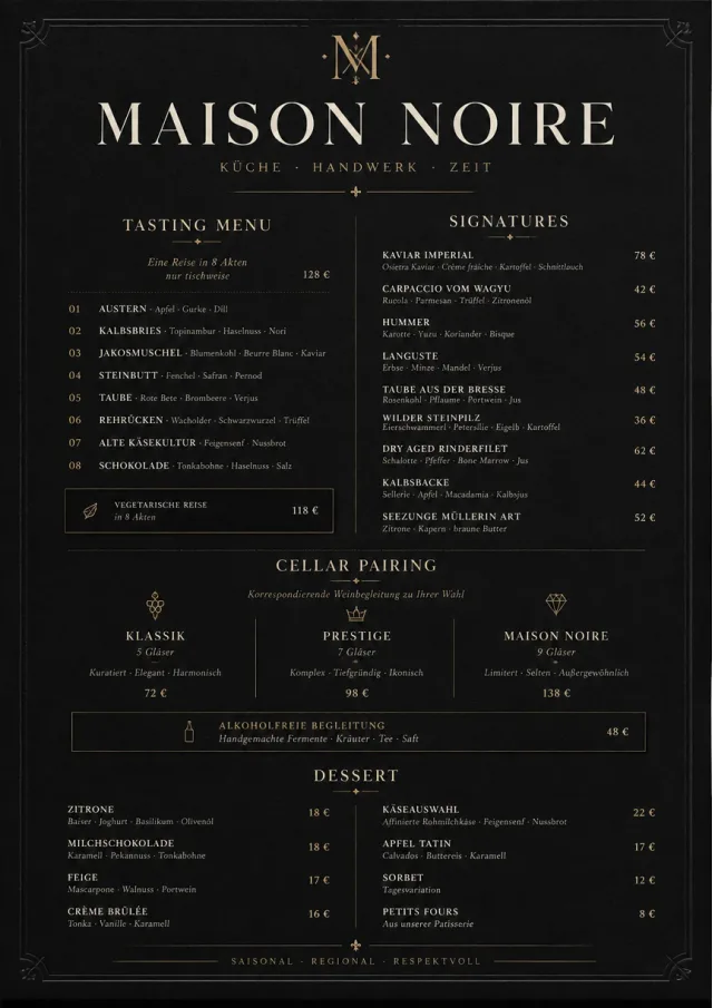 Matte Black Luxury fancy-menu menu template preview