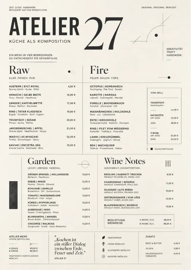 Modern Museum fancy-menu menu template preview