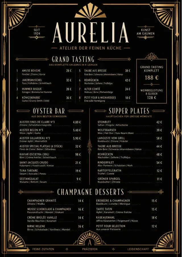 Art Deco Glamour fancy-menu menu template preview