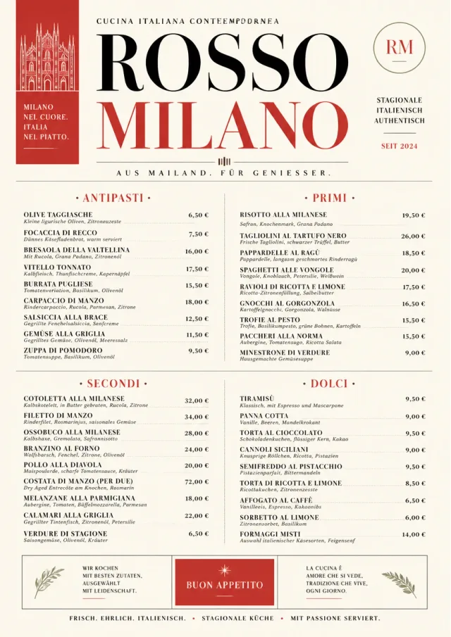 Milanese Modern fancy-menu menu template preview