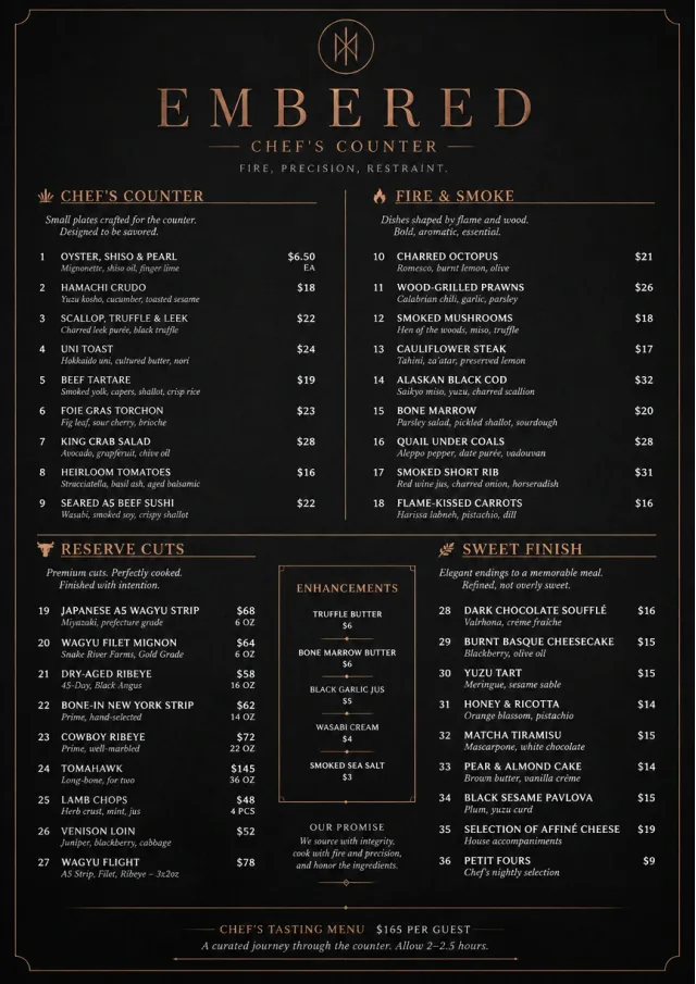 High-End Dark Mode fancy-menu menu template preview