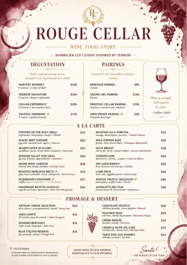 Burgundy Wine fancy-menu menu template preview