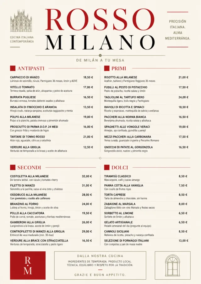 Milanese Modern fancy-menu menu template preview