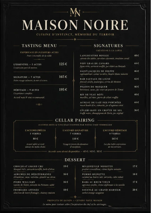 Matte Black Luxury fancy-menu menu template preview
