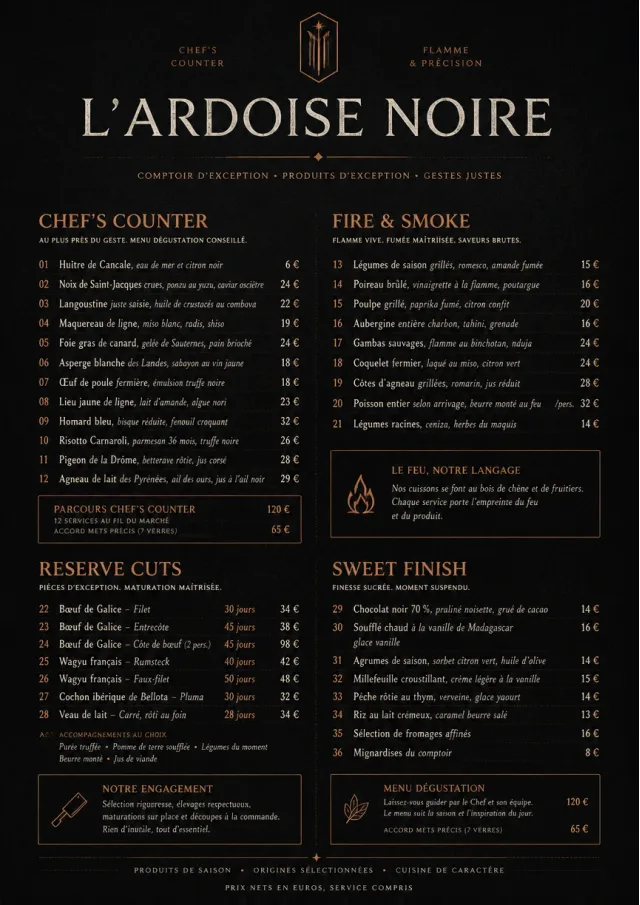 High-End Dark Mode fancy-menu menu template preview