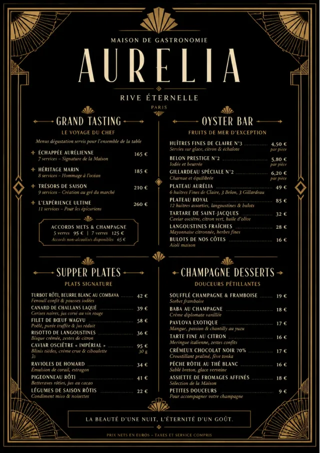 Art Deco Glamour fancy-menu menu template preview
