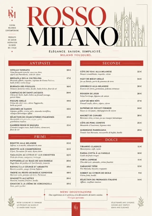 Milanese Modern fancy-menu menu template preview