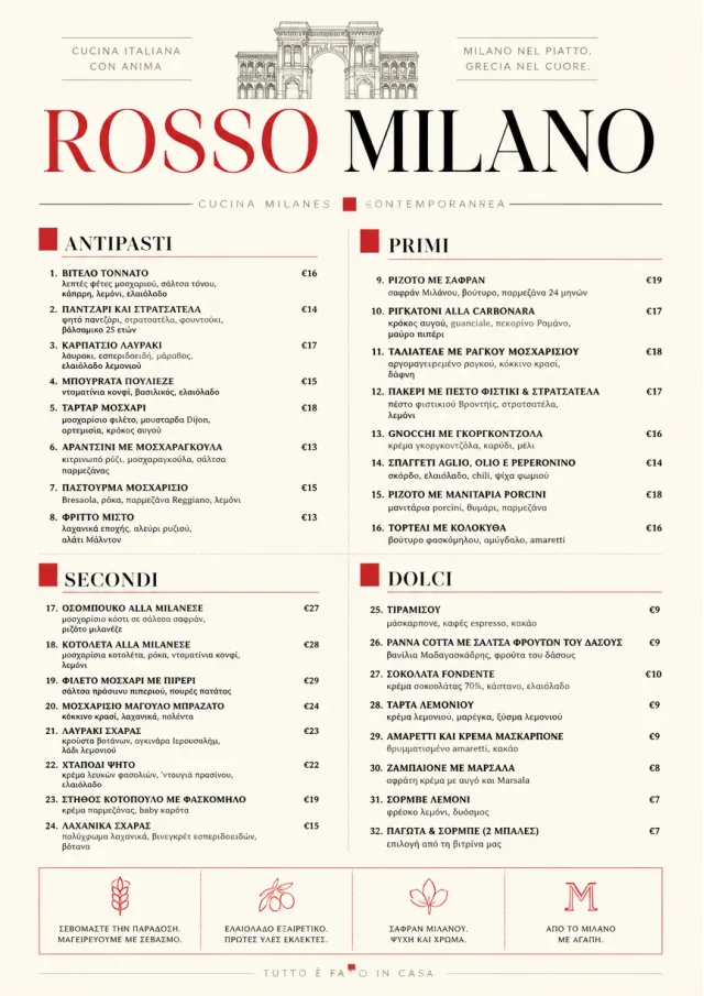 Milanese Modern fancy-menu menu template preview